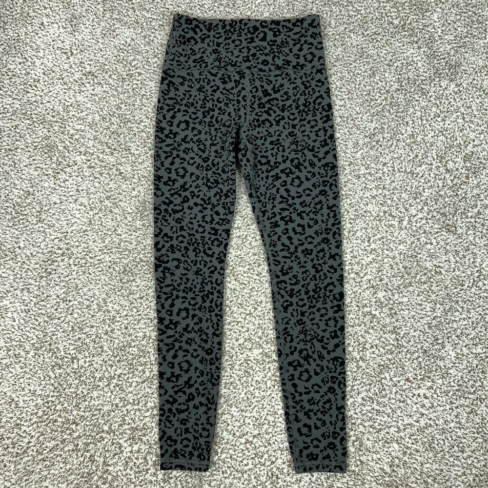 Athleta Pants Women Small Gray Leopard Print Elation High Rise Leggings Yoga Gym